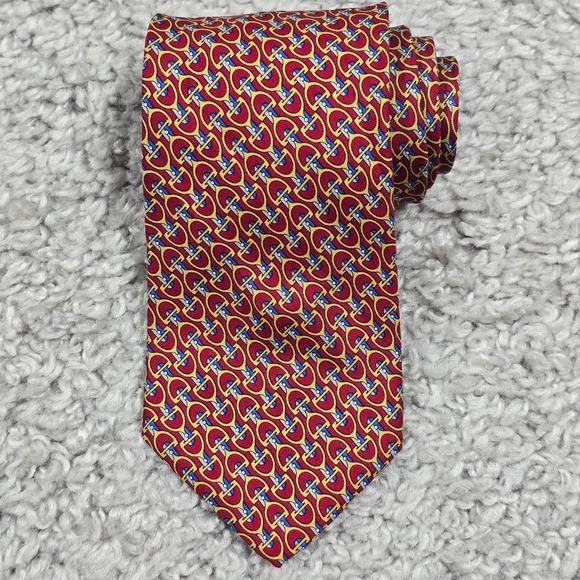 Brooks Brothers Other - Brooks Brothers Mens Silk Bit Print Tie Red Yellow Preppy Classic Equestrian